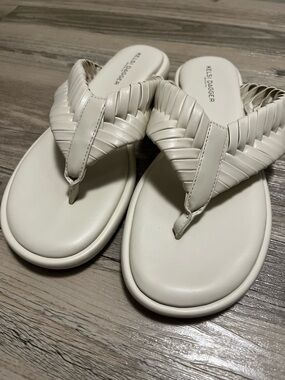 Kelsi Dagger Cream Woven Thong Sandals